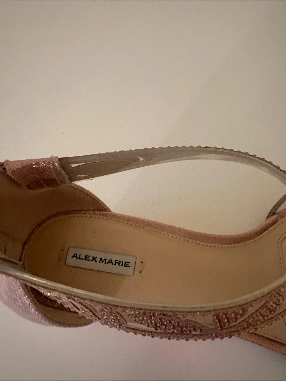 Barely Worn Alex Marie Rose Gold T-Strap Heeled Sandals